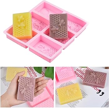 Silicone Honey Bee Rectangle Soap Mold 6 Cavity