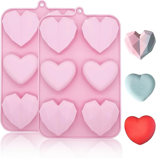 Silicon 3D Heart Cupcakes Mold 6 Cavity 2.5" x 2"