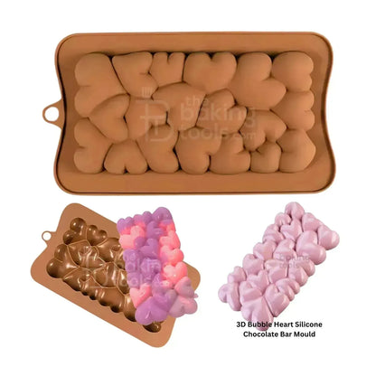 Silicon 3D Bubble Heart Chocolate Bar Mold