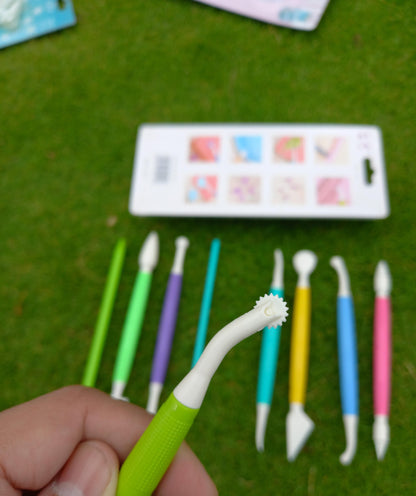 New Fondant Tools Set with Wheel Tool Multicolor 9pcs