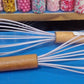 Wood Handle Silicon Whisk Size 9 "