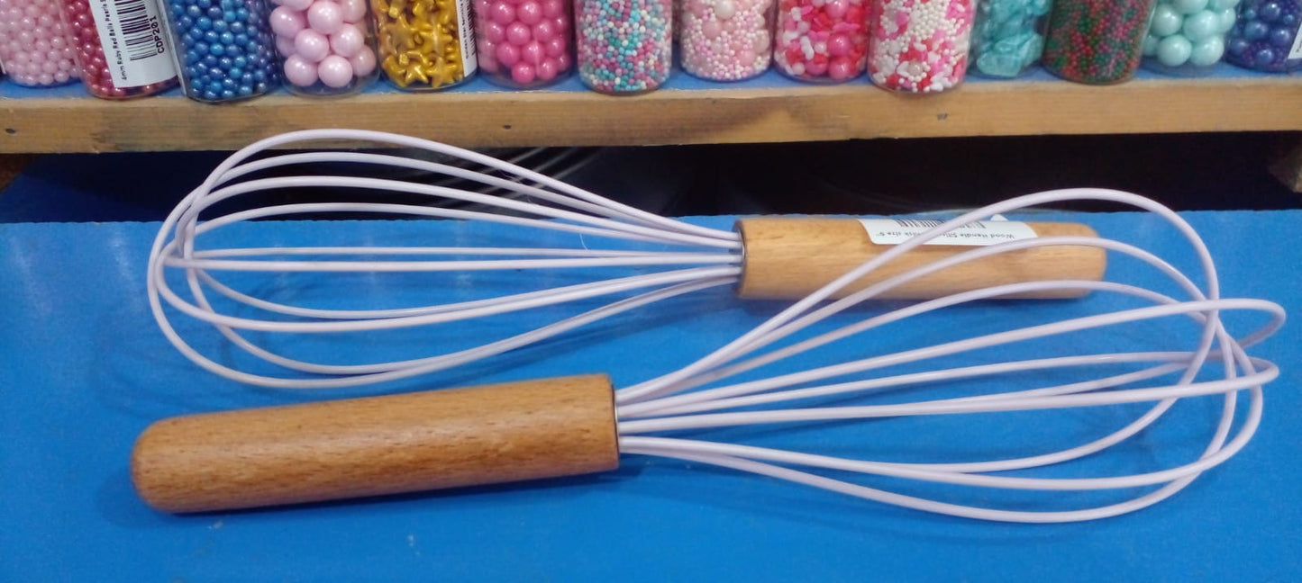 Wood Handle Silicon Whisk Size 9 "