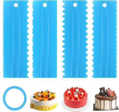 Plastic Double Sided Cake Edges Icing Comb 4 Pcs Set