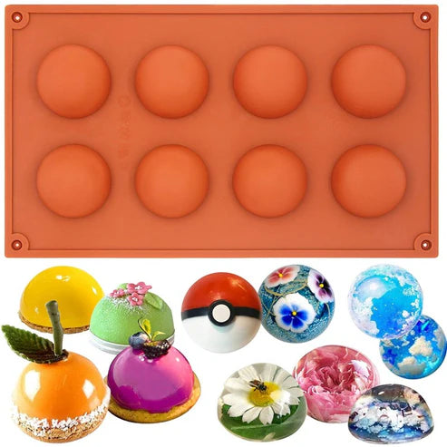 8 CAVITY SEMI SPHERE SILICON MOLD TRAY