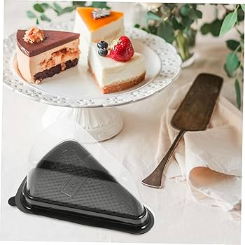 Black Disposable Triangle Serving Cake Slice Box 10pc Pack