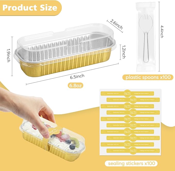 Aluminium Loaf Pan With Lids  Size 6 × 2 × 1 "