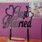 Acrylic Black  Heart Just Married Cake Topper