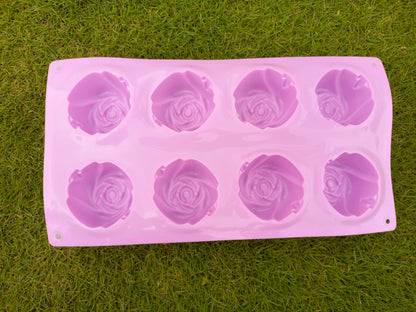 8 cavity Rose Flower Silicon Soap Mold tray 5cm