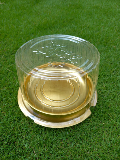 Golden Base Clear Cake Box Size 3" X 5" 6 piece