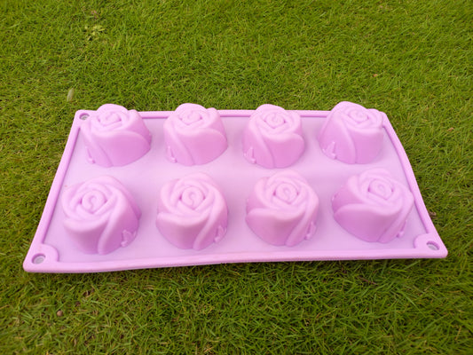 8 cavity Rose Flower Silicon Soap Mold tray 5cm