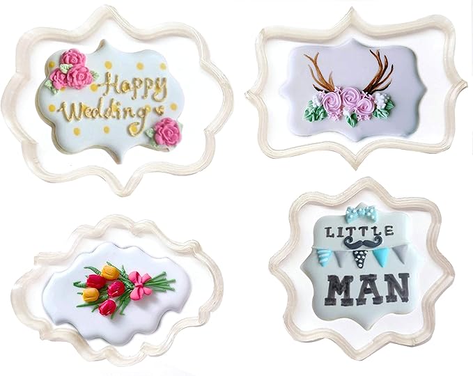 Vintage Plaque Cookie Frame Cutter 4pcs Set