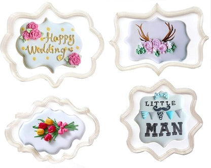 Vintage Plaque Cookie Frame Cutter 4pcs Set