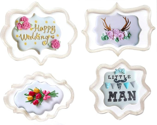 Vintage Plaque Cookie Frame Cutter 4pcs Set