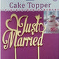 Acrylic Golden Heart Just Married Cake Topper