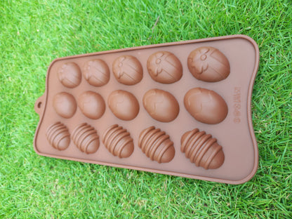 15 Cavity Easter Eggs Silicon Chocolate Mold 1"