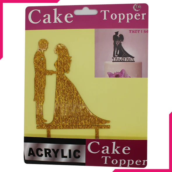 Acrylic Golden Couple Cake topper