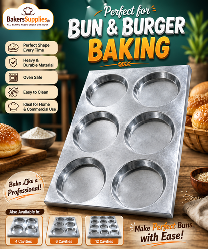 6 Cavity Buns Baking Tray 4.5 inches Dia