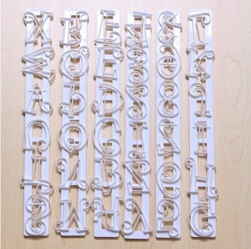 4 Pc Alphabet & Number Tappet Plastic Fondant Cutter