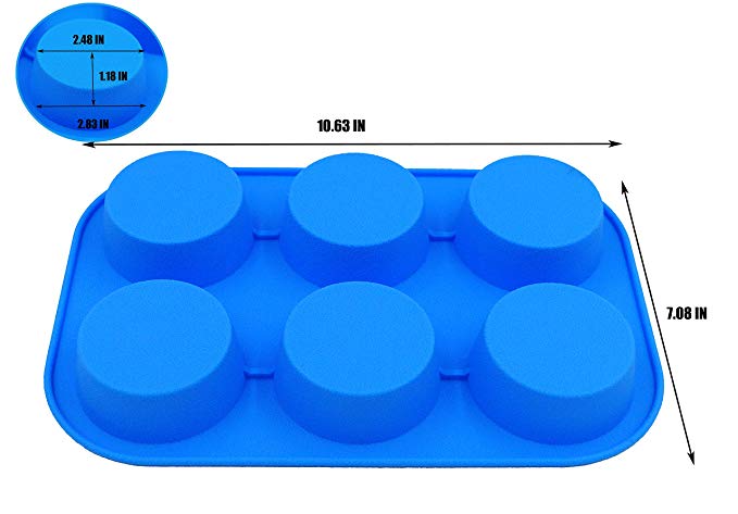 6 Cavity Silicon Cupcake Tray 2.2″ Bottom