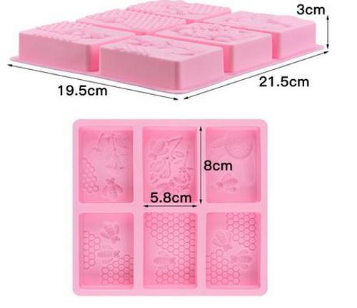 Silicone Honey Bee Rectangle Soap Mold 6 Cavity