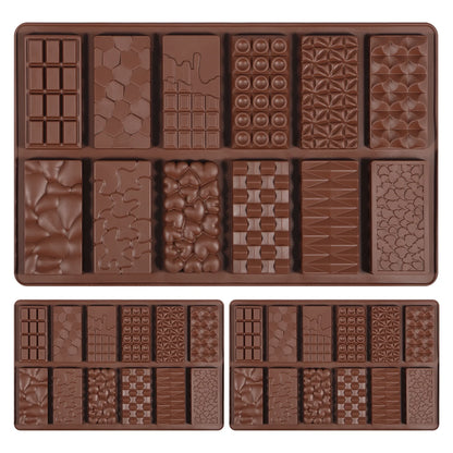 Silicone 12 Cavity Multi ShapeChocolate Bar Mold size 3" x 1.5" Each Cavity