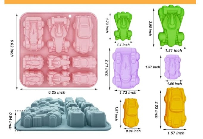 Silicon Formula 1 Racing Cars Chocolate Mold