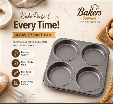 4 Cavity Buns Baking Tray 4.5 inches Dia