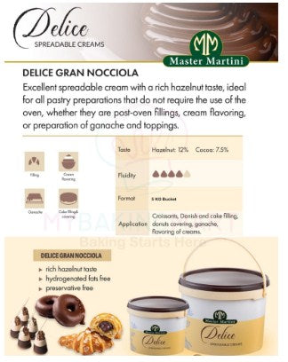 Delice Gran Nocciola 13kg Choc Hazelnut Cream Master Martini