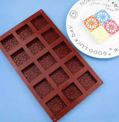 Silicon Square Chocolate Mold Inside Texture 15 Cavity