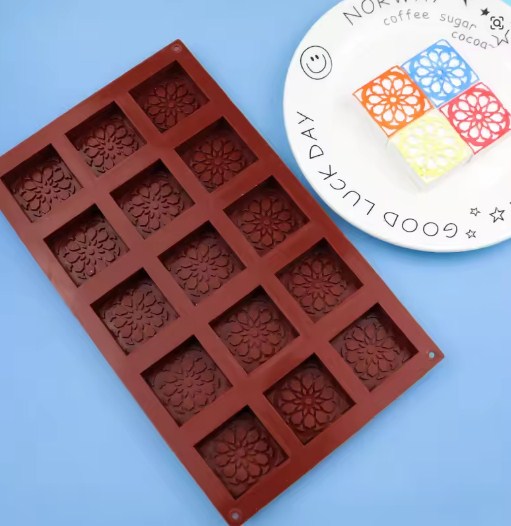 Silicon Square Chocolate Mold Inside Texture 15 Cavity