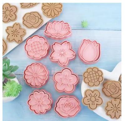 Flowers Theme Impression Fondant & Cookie Cutter 8pcs Set