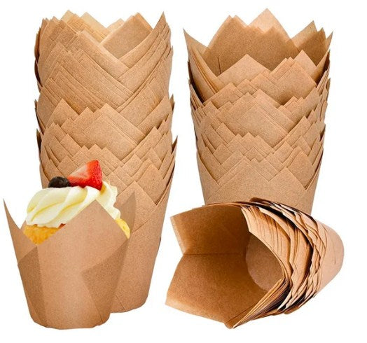 GRADE SOLID KHAKI TULIP LINER 200PCS PACK 16x16x5 Cm