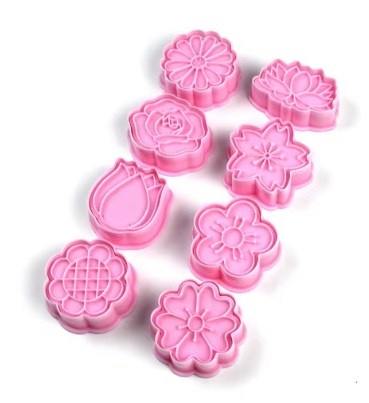 Flowers Theme Impression Fondant & Cookie Cutter 8pcs Set