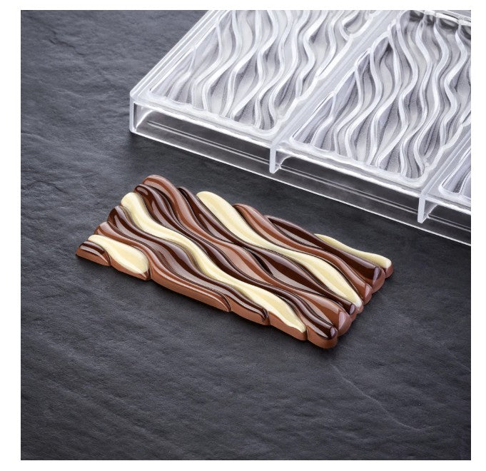 Acrylic Milky Wave Chocolate Bar Mold 3 Cavity