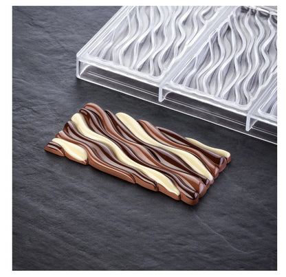 Acrylic Milky Wave Chocolate Bar Mold 3 Cavity