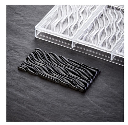 Acrylic Milky Wave Chocolate Bar Mold 3 Cavity