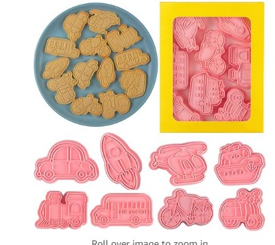 Transport Theme Impression Fondant & Cookie Cutter 8pcs Set