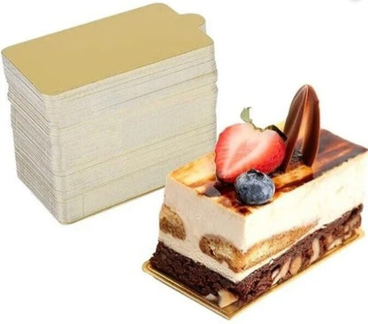 Dessert Platter Rectangle Golden 100pcs 10x6cm