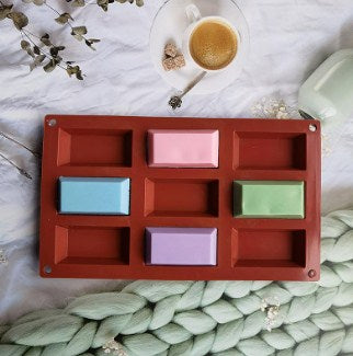 Silicon 9 Cavity 3D Gold Bar Chocolate Mold