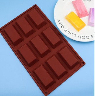 Silicon 9 Cavity 3D Gold Bar Chocolate Mold