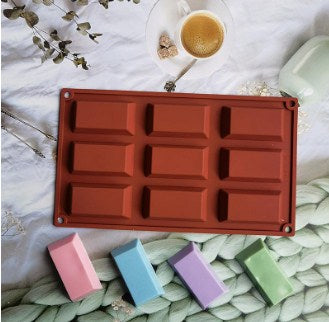 Silicon 9 Cavity 3D Gold Bar Chocolate Mold