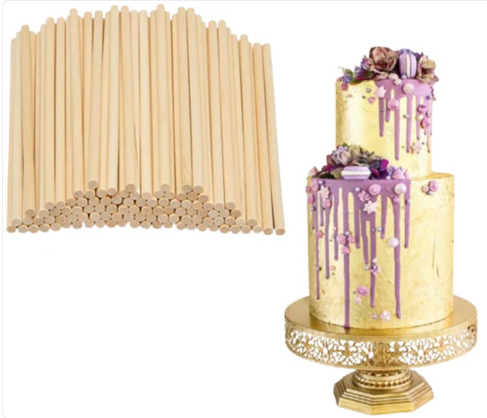 Wooden Cake Dowel Rods 30x1cm 12pcs Pack