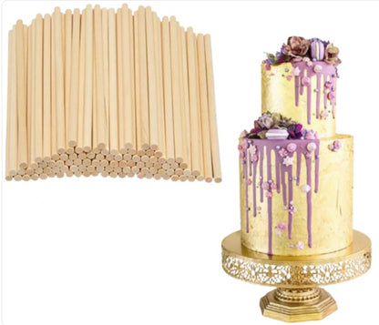 Wooden Cake Dowel Rods 30x1cm 12pcs Pack