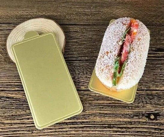 Dessert Platter Rectangle Golden 100pcs 10x6cm