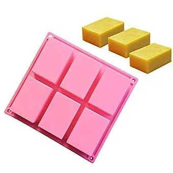 6 Cavity Large Rectangle Silicone Plain Soap Mold Tray