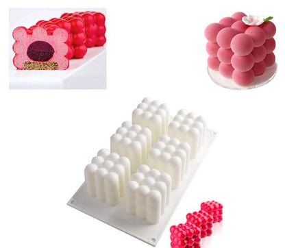 Silicon 6 Cavity 3D Cube Candle Mold