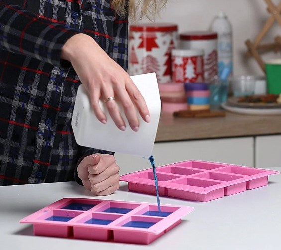 6 Cavity Large Rectangle Silicone Plain Soap Mold Tray