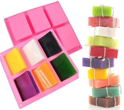 6 Cavity Large Rectangle Silicone Plain Soap Mold Tray