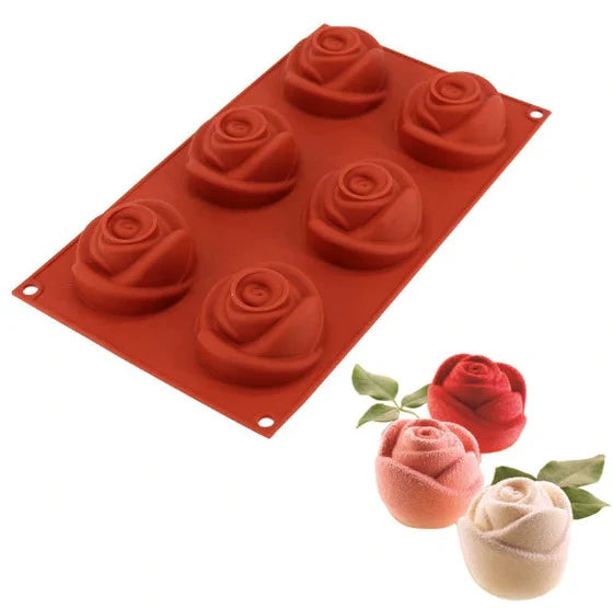 6 Cavity Big Rose Silicon Mold