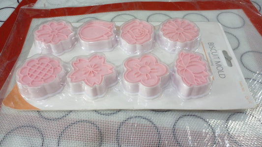 Flowers Theme Impression Fondant & Cookie Cutter 8pcs Set